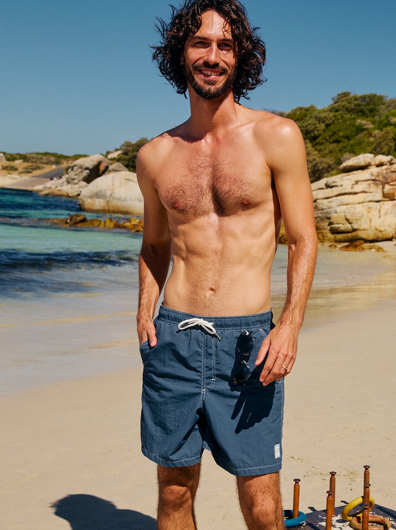 Solid Swim Shorts with Pockets Blue - Kiabi