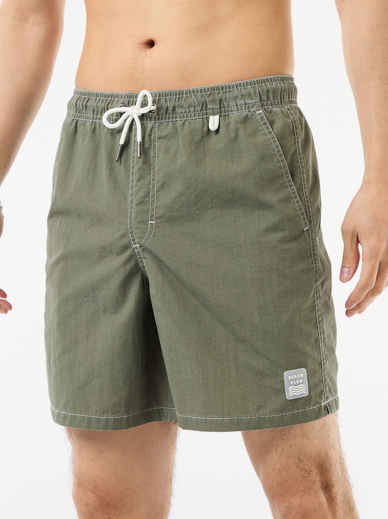 Solid Swim Shorts with Pockets Green - Kiabi