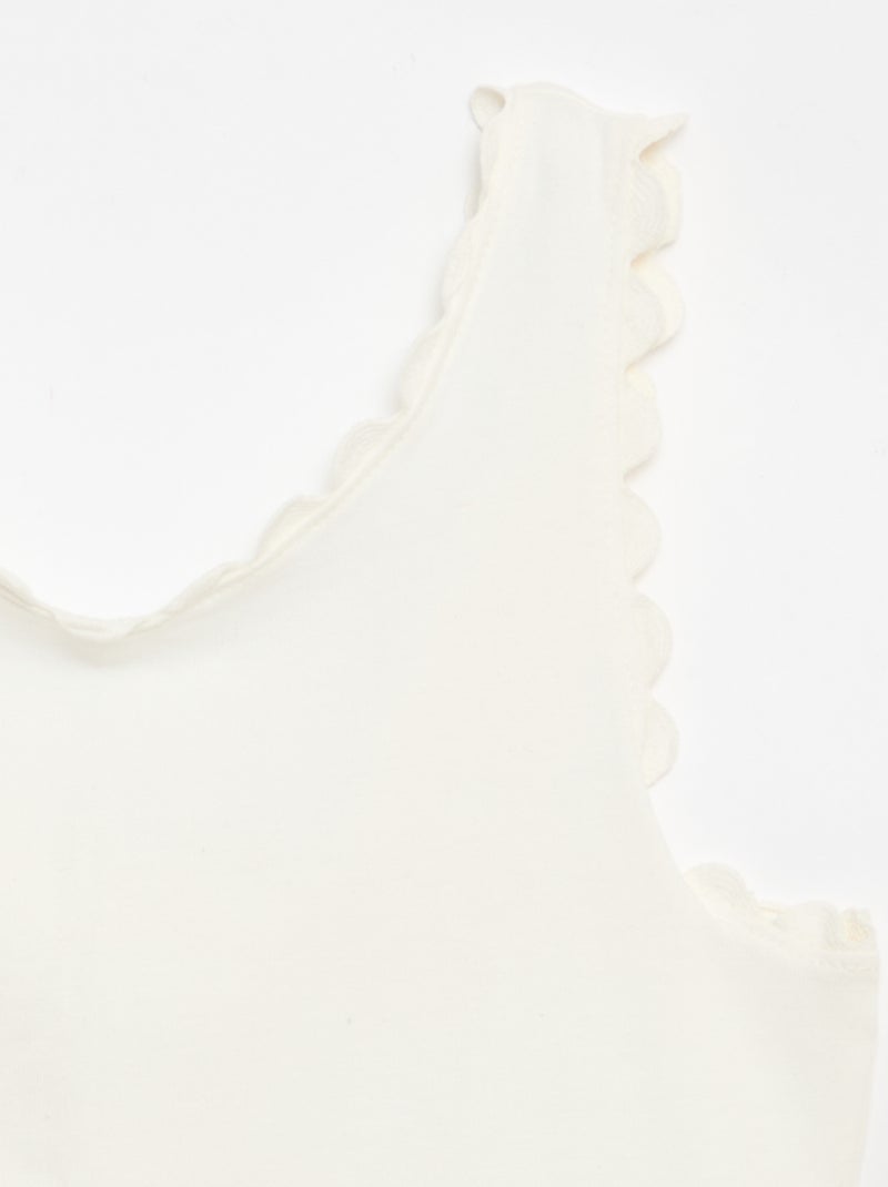 Solid tank top with wavy edges White - Kiabi