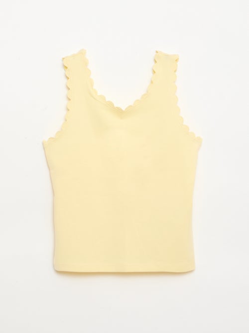 Solid tank top with wavy edges - Kiabi