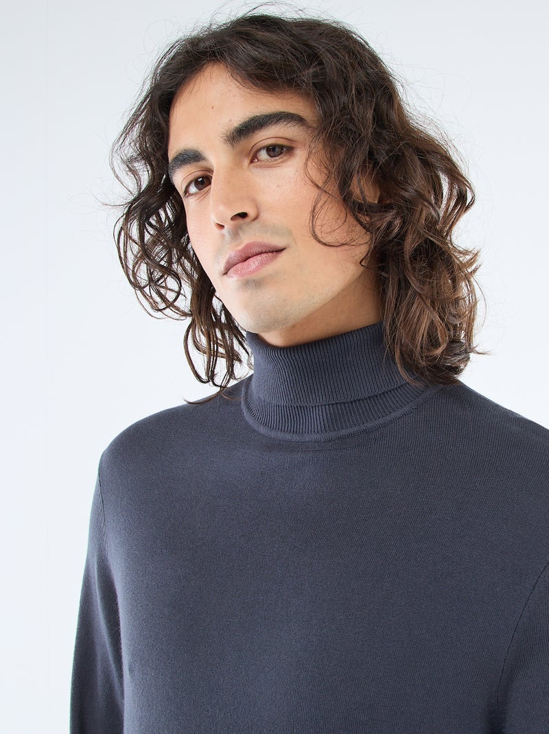 Solid Turtleneck Sweater Blue - Kiabi