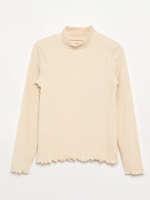 Solid Turtleneck with Lettuce Trim - Kiabi