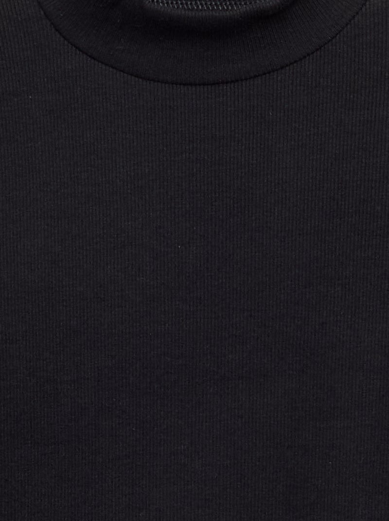 Solid Turtleneck with Lettuce Trim Black - Kiabi