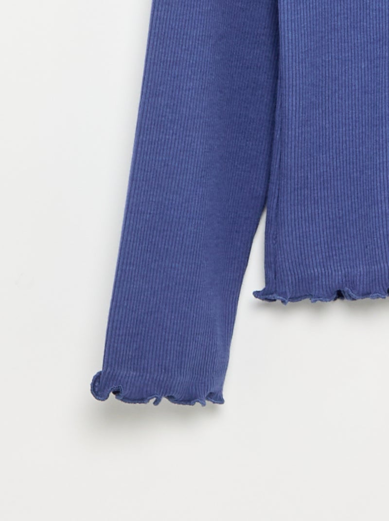 Solid Turtleneck with Lettuce Trim Blue - Kiabi