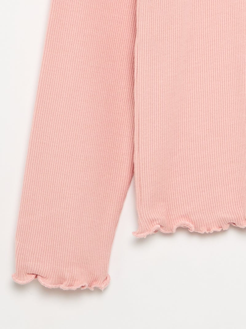 Solid Turtleneck with Lettuce Trim Pink - Kiabi