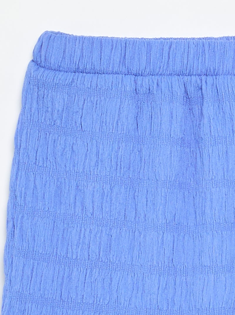 Solid Waffle Knit Shorts Blue - Kiabi