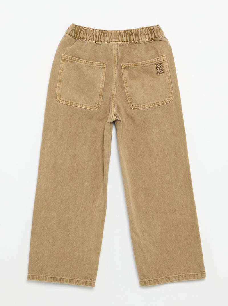 Solid Wide-Leg Trousers Beige - Kiabi