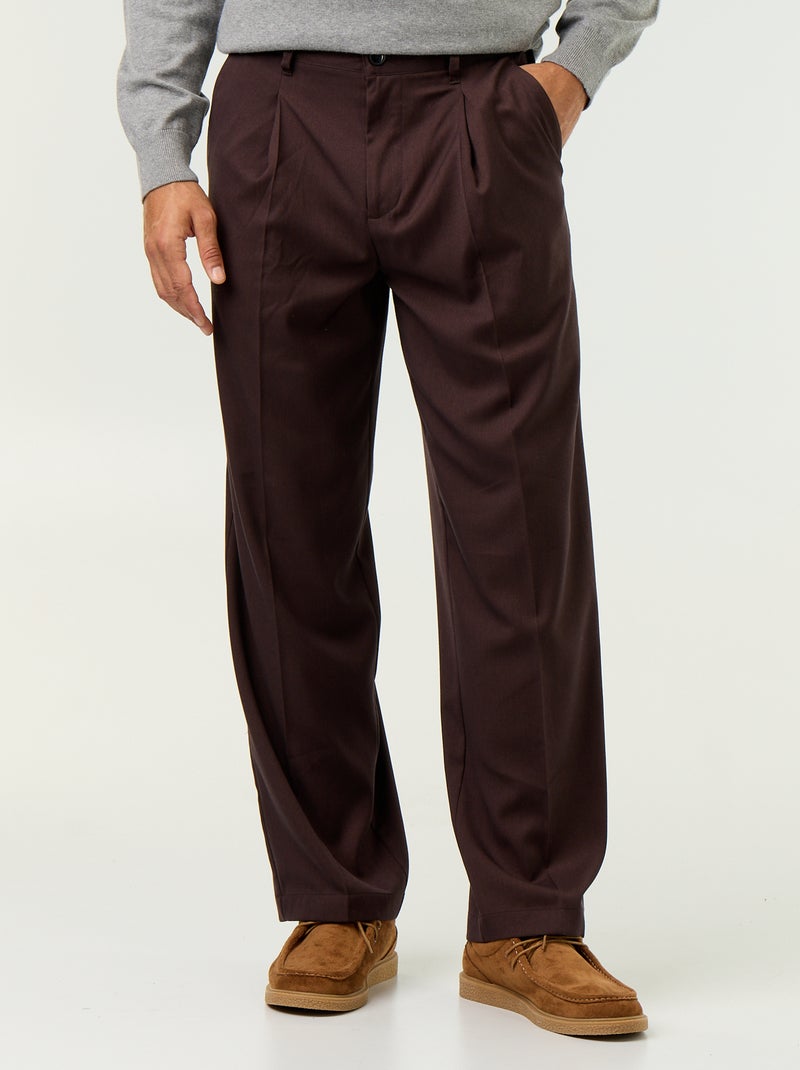 Solid wide-leg trousers Brown - Kiabi