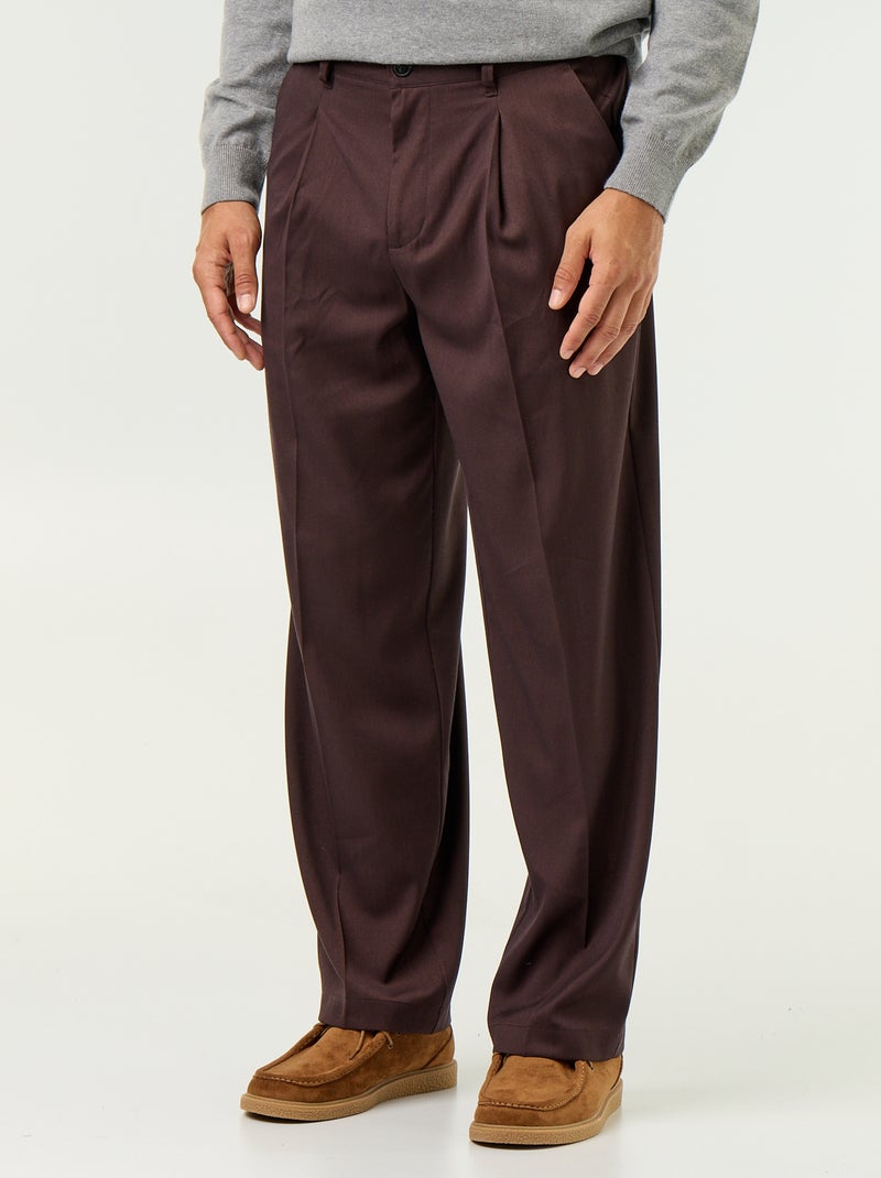 Solid wide-leg trousers Brown - Kiabi
