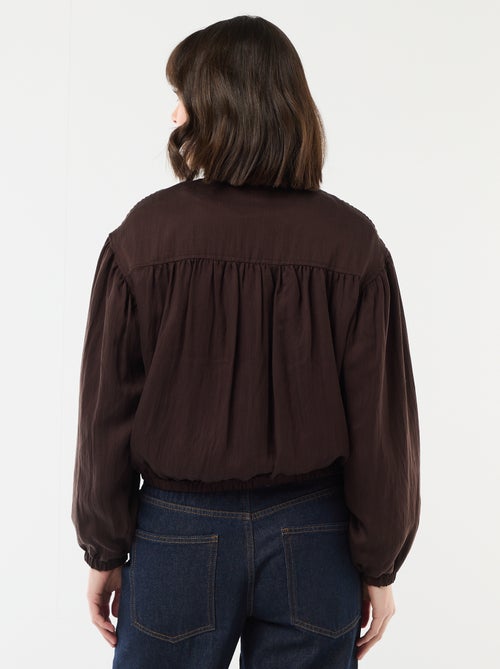 Solid Zip-Up Jacket with Puff Sleeves - Kiabi