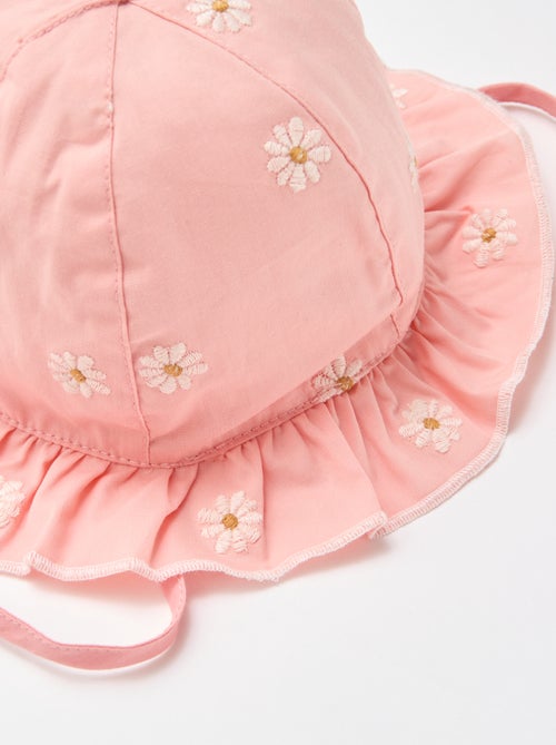 Sonnenhut mit Rüschen und gestickten Blumen - Kiabi
