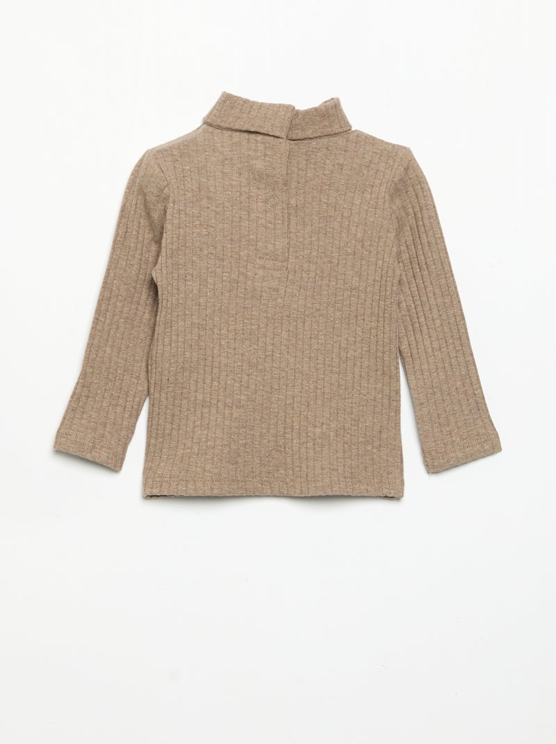 Sottopull in maglia a costine piatte Marrone - Kiabi