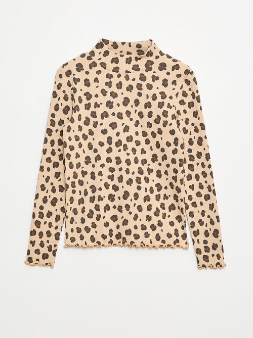 Sous pull col roulé en côte de coton - Kiabi