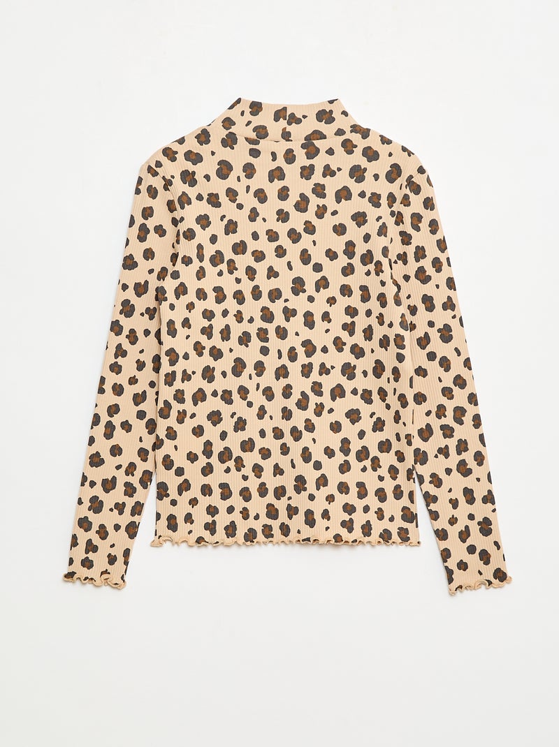 Sous pull col roulé en côte de coton Beige - Kiabi