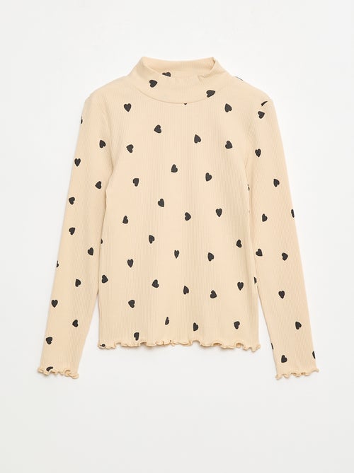 Sous pull col roulé en côte de coton - Kiabi