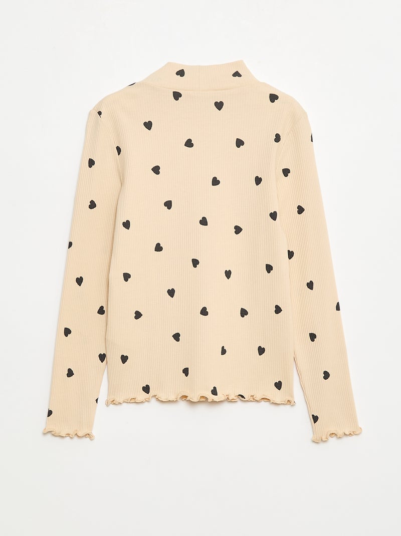 Sous pull col roulé en côte de coton Beige - Kiabi