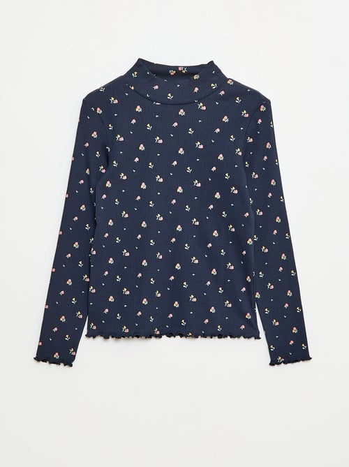 Sous pull col roulé en côte de coton - Kiabi