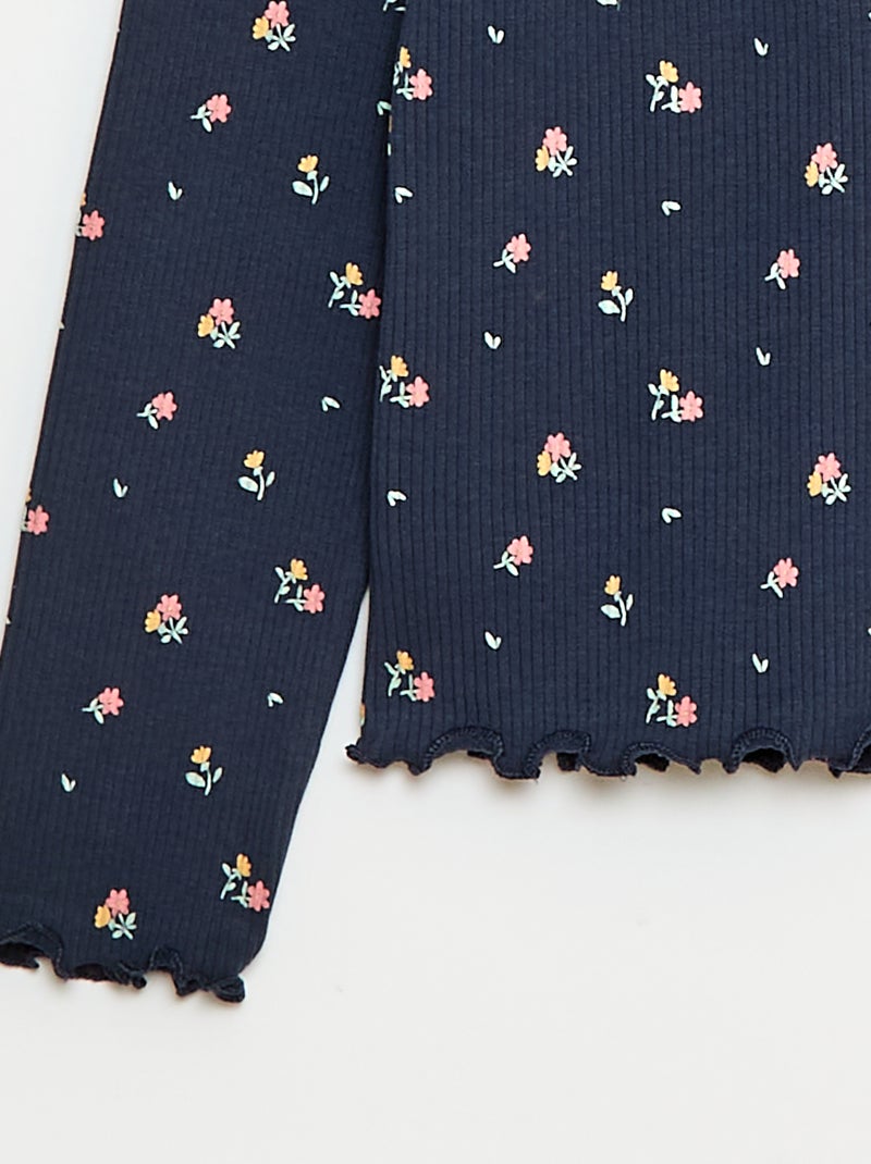 Sous pull col roulé en côte de coton Bleu - Kiabi