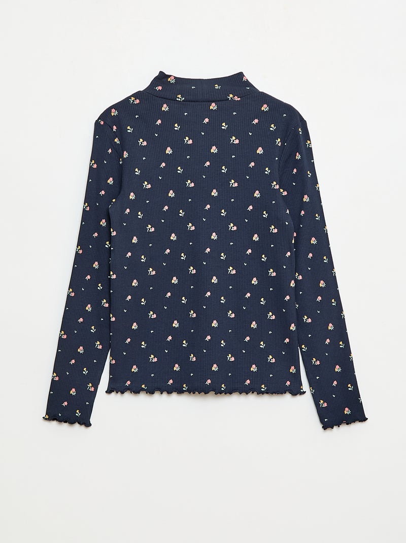 Sous pull col roulé en côte de coton Bleu - Kiabi