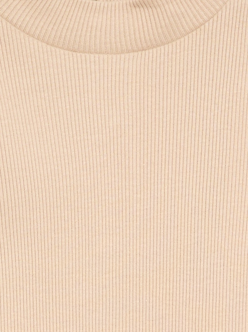 Sous-pull en maille côtelée Beige - Kiabi