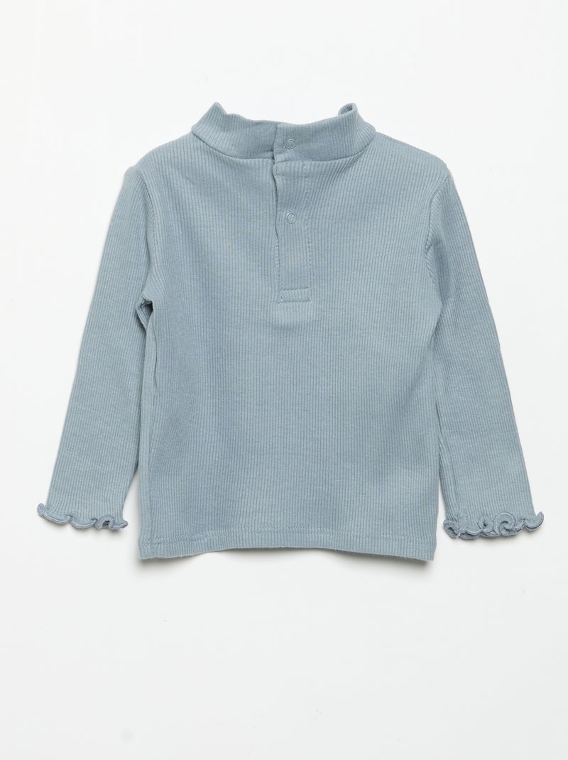 Sous-pull en maille côtelée Bleu - Kiabi
