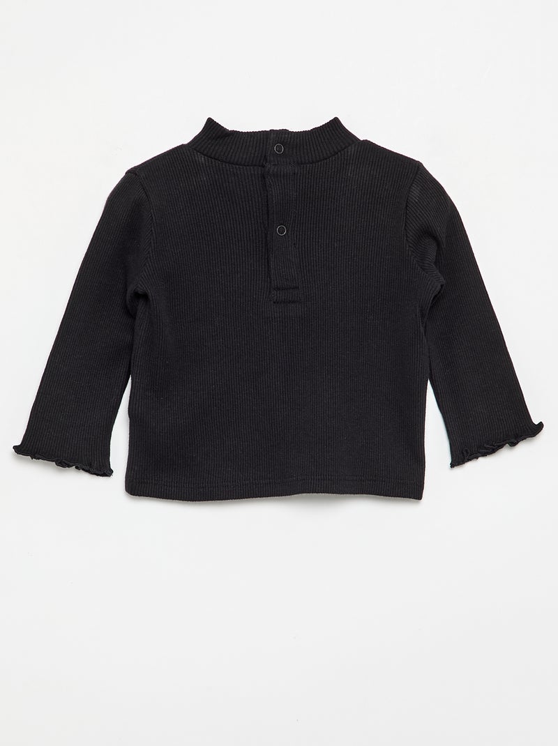Sous-pull en maille côtelée Noir - Kiabi