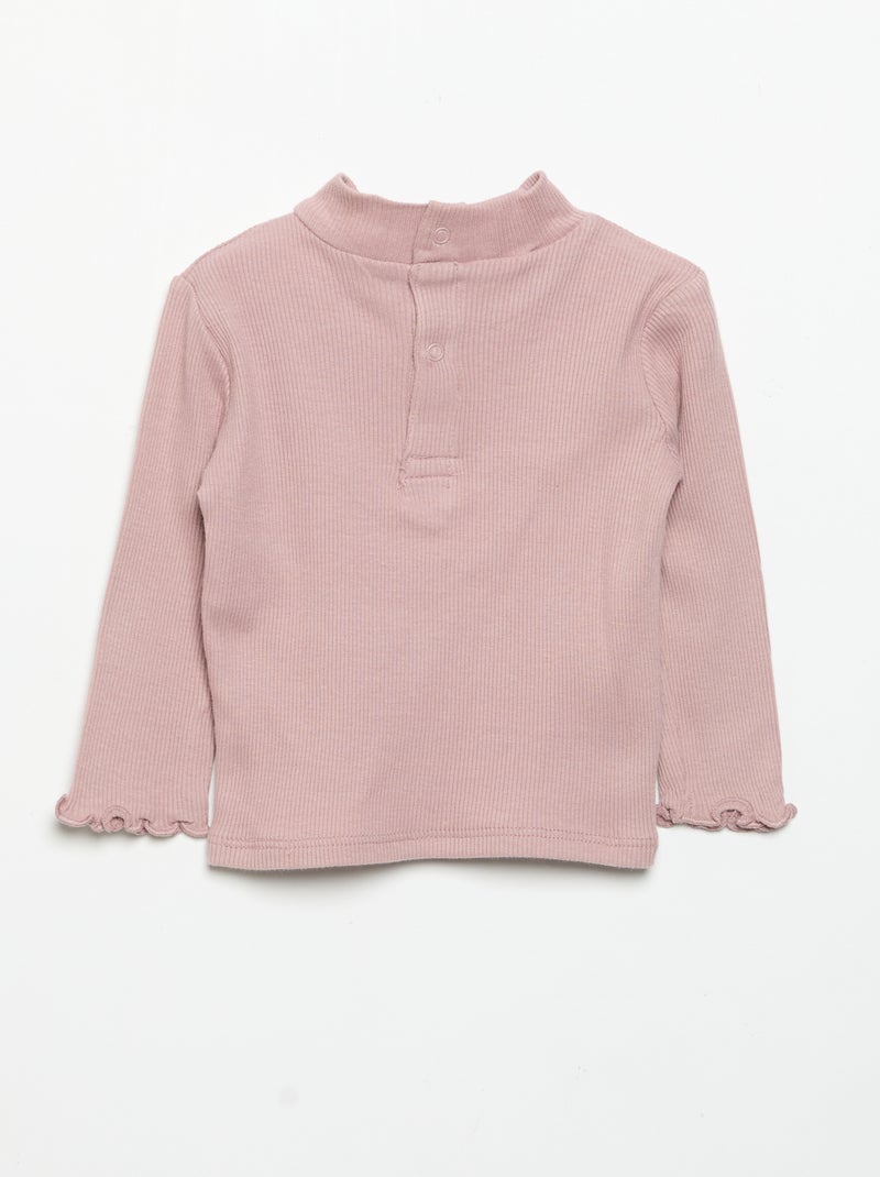 Sous-pull en maille côtelée Rose - Kiabi