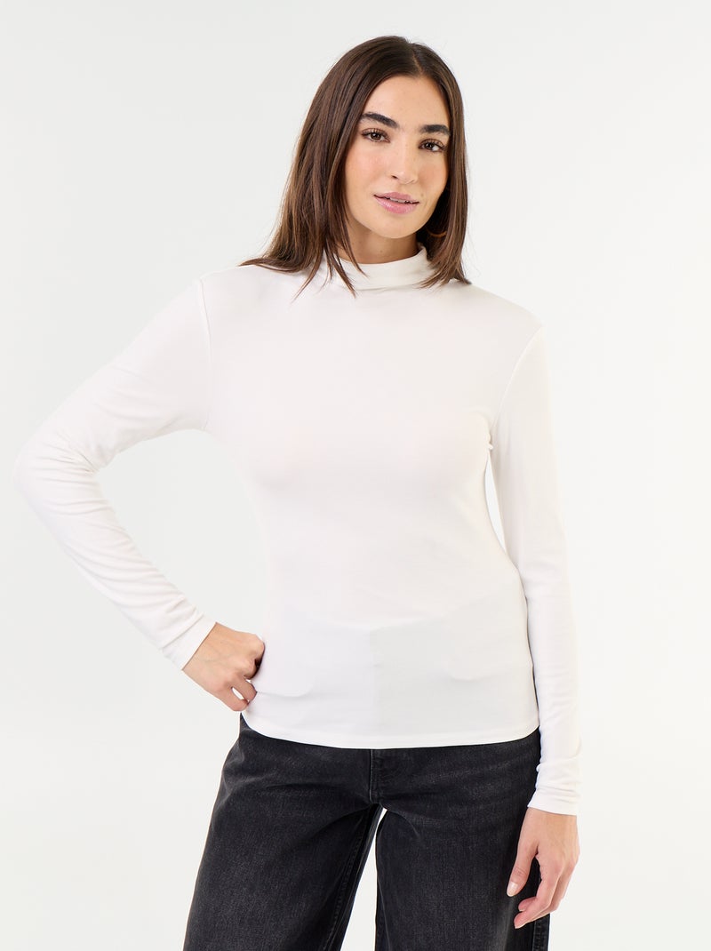 Sous-pull stretch à col roulé Blanc - Kiabi