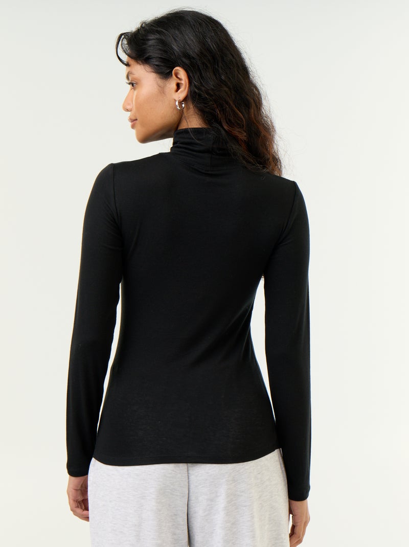 Sous-pull uni laine mélangée Noir - Kiabi