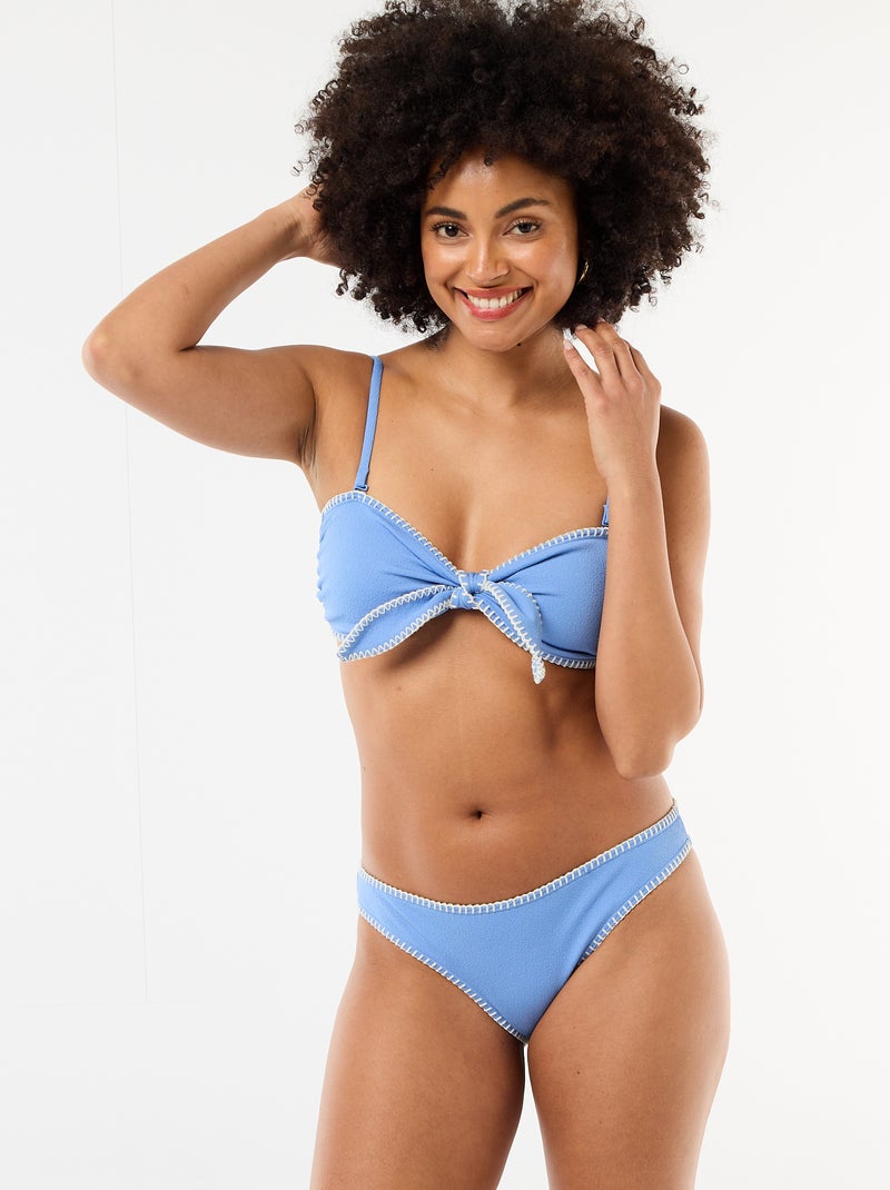 Soutien-gorge bandeau avec surpiqûres contrastées Bleu - Kiabi