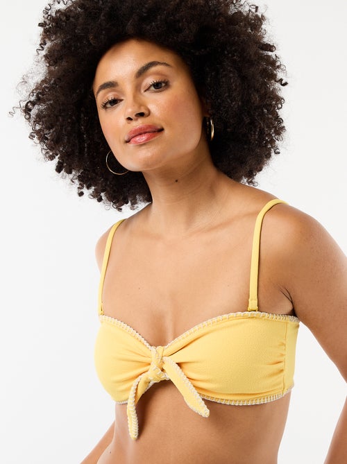 Soutien-gorge bandeau avec surpiqûres contrastées - Kiabi