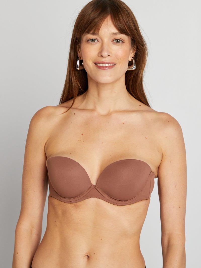 Soutien-gorge bandeau invisible Marron - Kiabi
