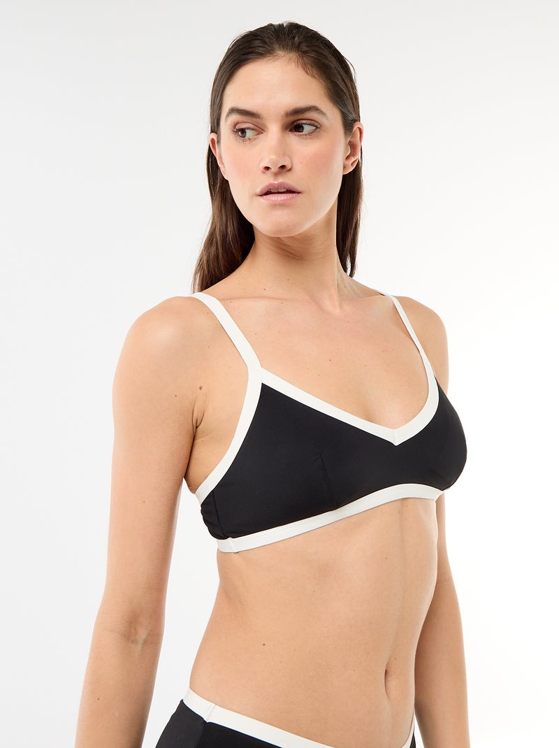 Soutien-gorge brassière de bain avec bords contrastés Noir - Kiabi
