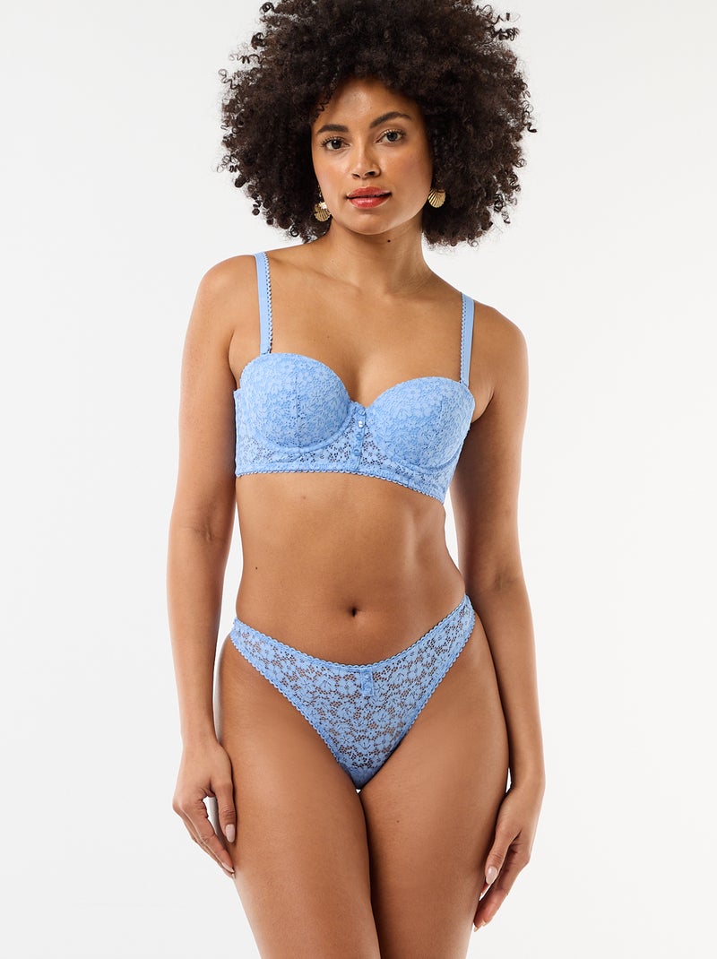 Soutien-gorge bustier en dentelle Bleu - Kiabi