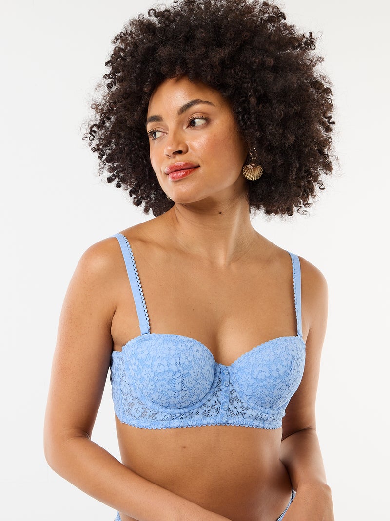 Soutien-gorge bustier en dentelle Bleu - Kiabi