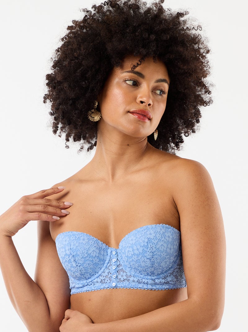 Soutien-gorge bustier en dentelle Bleu - Kiabi