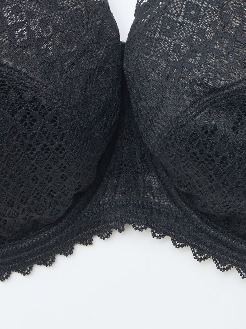 Soutien-gorge corbeille en dentelle ajourée Noir - Kiabi