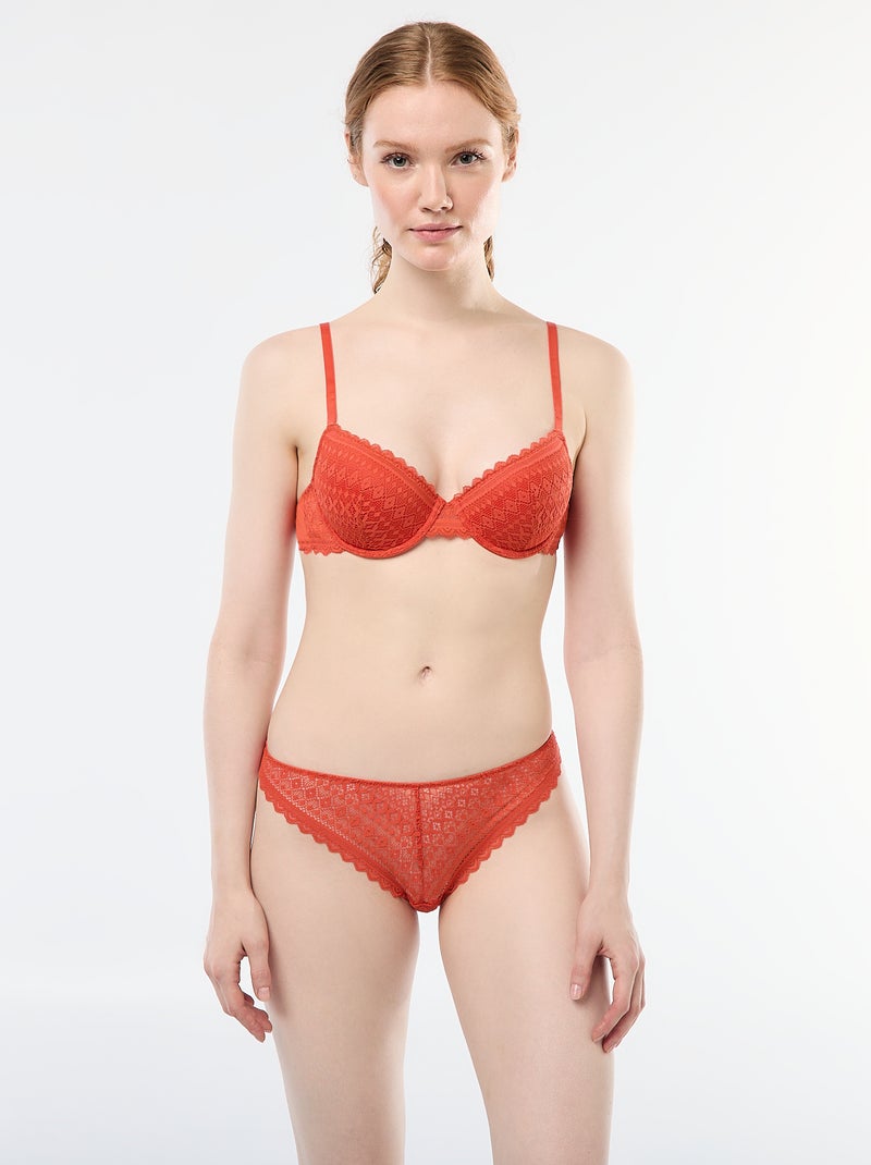 Soutien-gorge corbeille en dentelle Orange - Kiabi