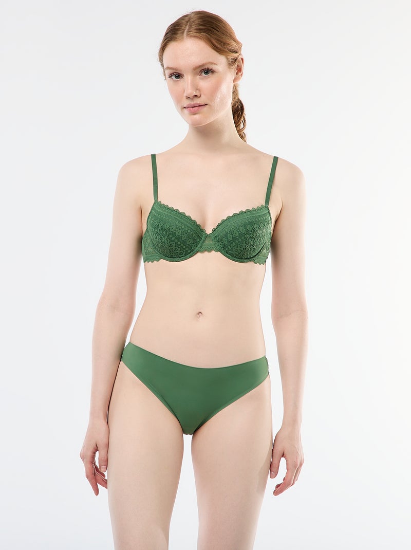 Soutien-gorge corbeille en dentelle Vert - Kiabi