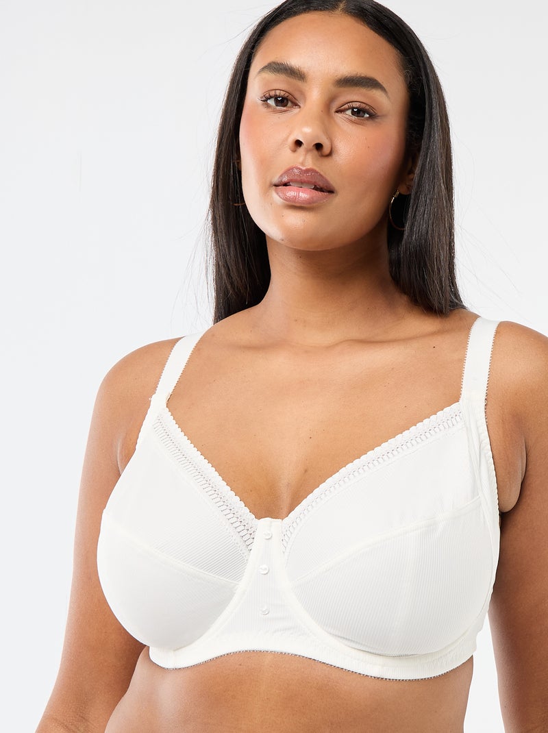 Soutien-gorge corbeille en microfibre côtelée Blanc - Kiabi
