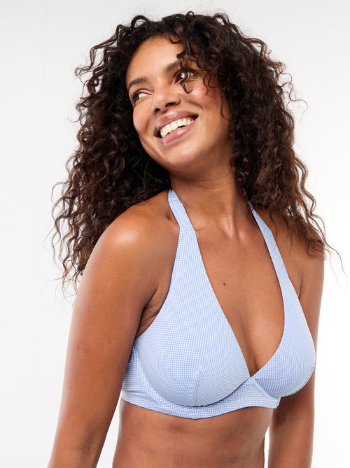 Soutien-gorge de bain bonnet D&E imprimé vichy - Kiabi