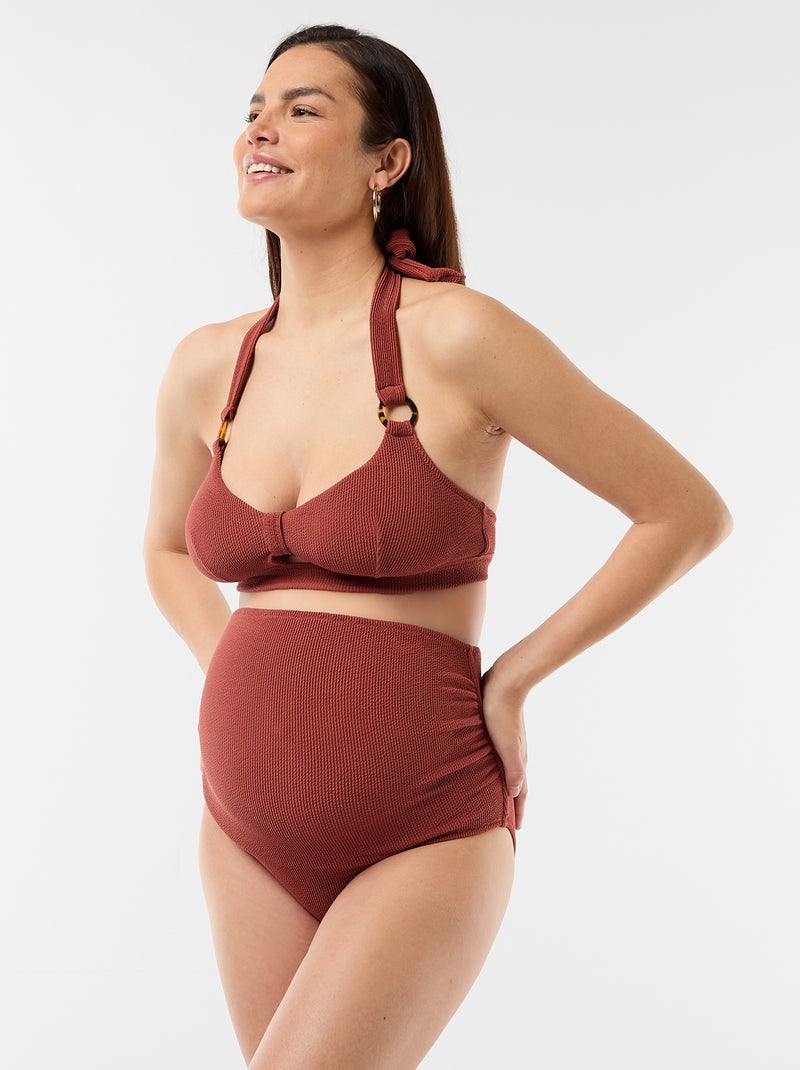 Soutien-gorge de bain maternité côtelé Marron - Kiabi