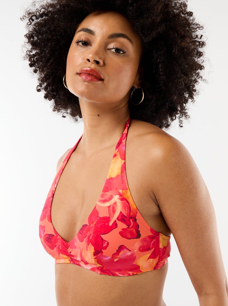 Soutien-gorge de bain print fleurs Orange - Kiabi