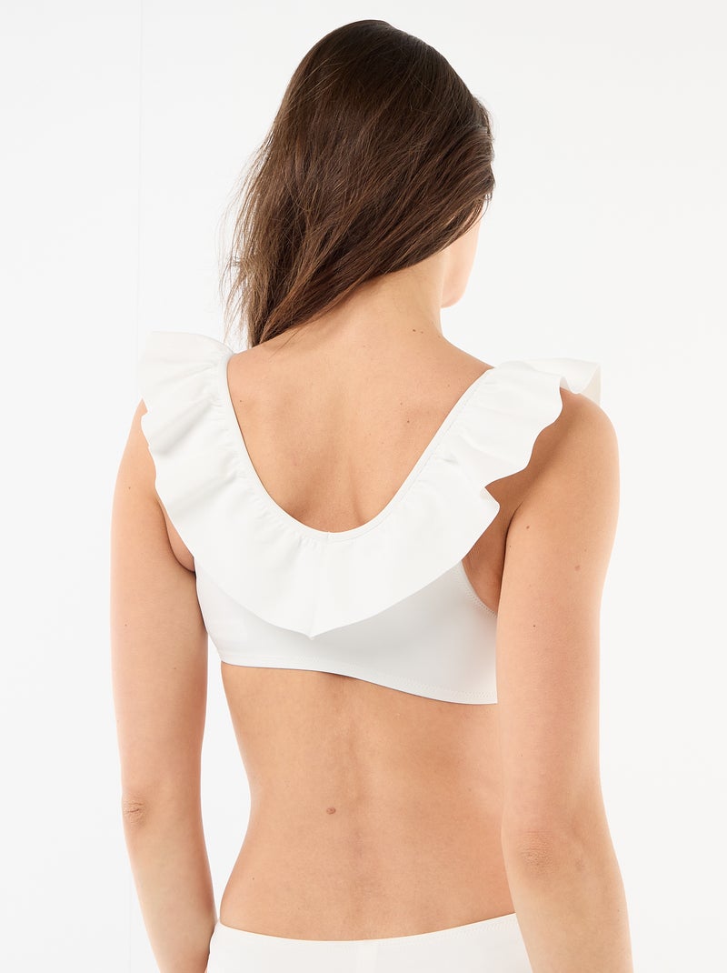 Soutien-gorge de bain volanté en microfibre souple Blanc - Kiabi