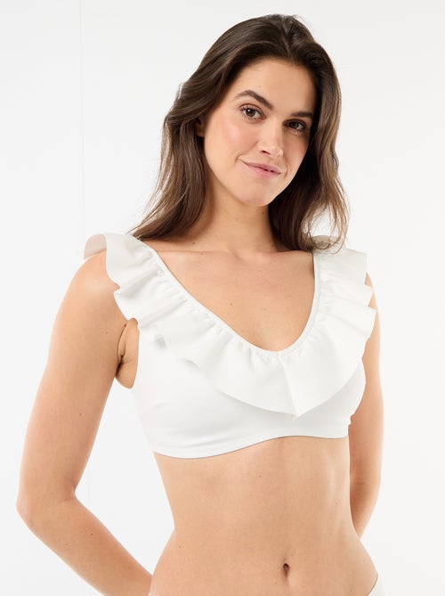 Soutien-gorge de bain volanté en microfibre souple - Kiabi