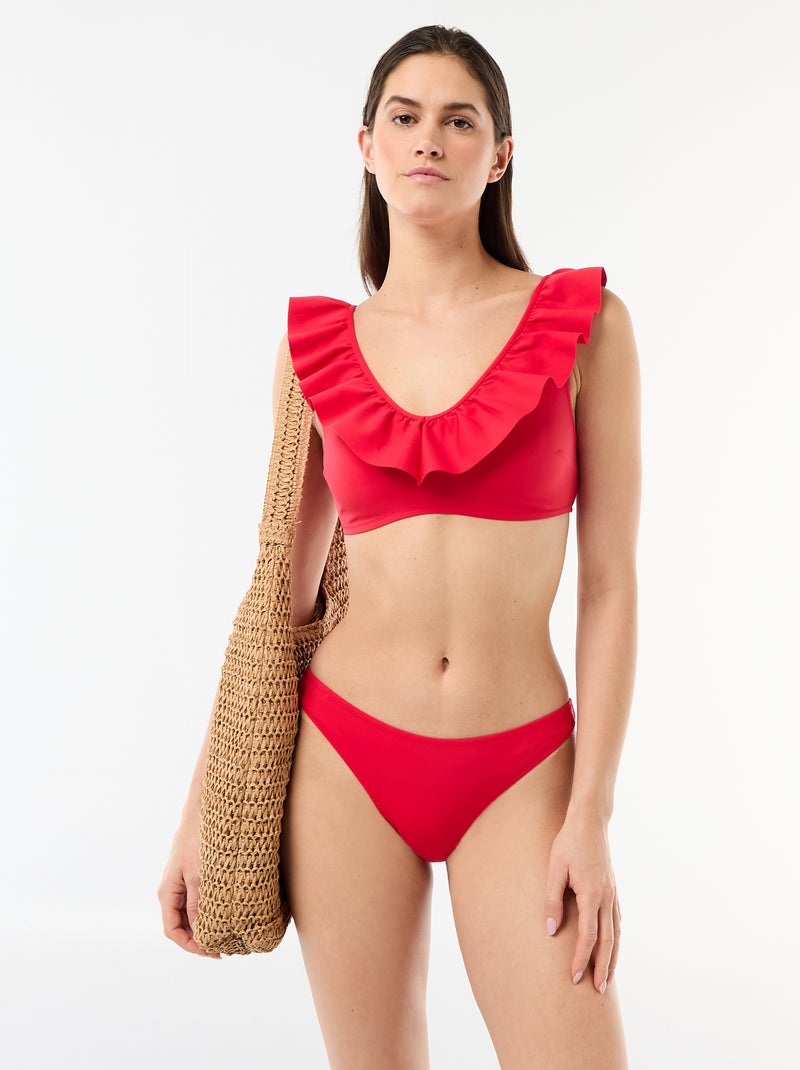 Soutien-gorge de bain volanté en microfibre souple Rouge - Kiabi