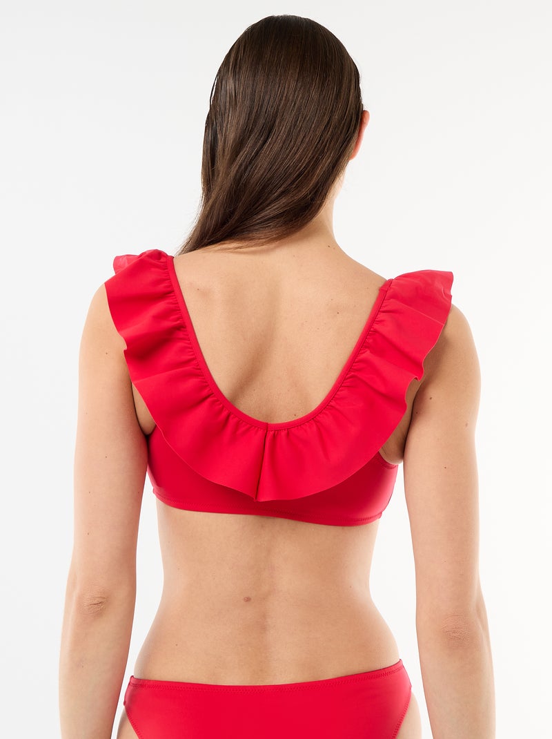 Soutien-gorge de bain volanté en microfibre souple Rouge - Kiabi