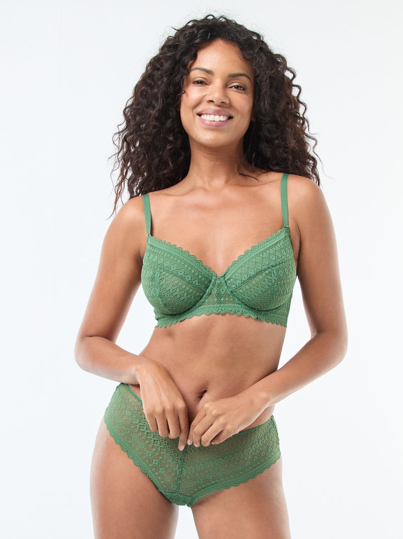 Soutien-gorge en dentelle bonnet D/E/F Vert - Kiabi