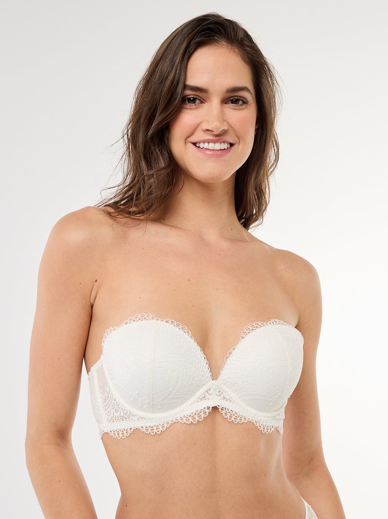 Soutien-gorge en dentelle décolleté plongeant Blanc - Kiabi