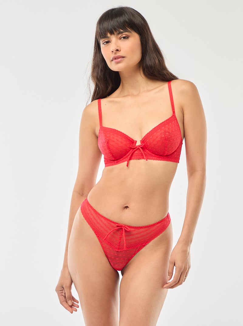 Soutien-gorge en dentelle non paddé - Saint-Valentin Rouge - Kiabi